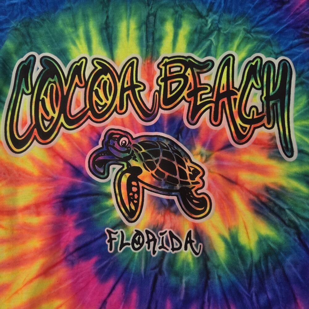 Cocoa Beach FL Short Sleeve Tie Dye T Shirt Small 100% Cotton Turtle